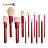High Quality Red Handle Nylon Fluffy Makeup Brush Set No Logo
