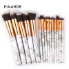 MAANGE 15pcs marble makeup brushes set plastic handle nylon hair blending foundation wholesale private logo brochas maquillaje