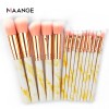 MAANGE 15pcs marble makeup brushes set plastic handle nylon hair blending foundation wholesale private logo brochas maquillaje