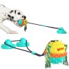 Indestructible Rubber Squeaky Treat Dog Bite Toy Double Suction Cup Tug Dog Chew Toy