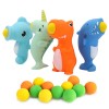 Huiye shooting ball toys popper ball air powered soft rubber animal shooter release squeeze ball toys