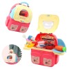 Huiye plastic kitchen cooking pot backpack toy educational pretend play kitchen play set toy in backpack case