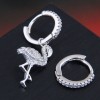 Korean Fashion Copper Inlaid Zircon Simple Ostrich Simple Circle Asymmetric Earrings Nhsc192539