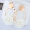 Metal Simple And Sweet Fabric Small Flower Personality Celebrity Style Female Earrings Nhsc199103