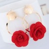 Metal Simple And Sweet Fabric Small Flower Personality Celebrity Style Female Earrings Nhsc199103