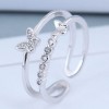 Delicate Korean Fashion Sweet Card Copper Inlaid Zircon Butterfly Dance Open Ring Nhsc199688