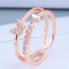 Delicate Korean Fashion Sweet Card Copper Inlaid Zircon Butterfly Dance Open Ring Nhsc199688