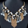 Fashion Jewelry Wholesale Metal Wild Crystal Flower Fringed Short Necklace Nhsc200867