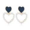 Korean Fashion Sweet Contrast Color Ol Love Pearl Earrings Nhsc200881