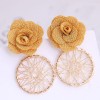 Korean Fashion Sweet Flower Metal Capture Mesh Stud Earrings Fahsion Jewelry Wholesale Nhsc200884