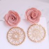 Korean Fashion Sweet Flower Metal Capture Mesh Stud Earrings Fahsion Jewelry Wholesale Nhsc200884
