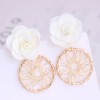 Korean Fashion Sweet Flower Metal Capture Mesh Stud Earrings Fahsion Jewelry Wholesale Nhsc200884