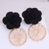 Korean Fashion Sweet Flower Metal Capture Mesh Stud Earrings Fahsion Jewelry Wholesale Nhsc200884
