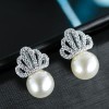 Korean Earrings Fashion Sweet Crown Pearl Earrings Nhsc201796