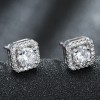 Korean Fashion Sweet Cube Square Diamond Zircon Stud Earrings Nhsc201813
