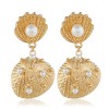 Fashion Jewelry Metallic Simple Metal Shell Pearl Earrings Nhsc202459