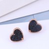 Korean Fashion Rose Gold Titanium Steel Earrings Simple And Sweet Ol Flash Diamond Love Earrings Yiwu Toppinggoods Wholesale Nhsc208609