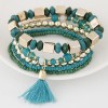 New Bohemian Metal Wild Rice Beads Tassel Multilayer Bracelet Yiwu Toppinggoods Wholesale Nhsc209549