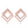 Fashion Titanium Steel Rose Gold Threedimensional Square Earrings Yiwu Toppinggoods Wholesale Nhsc211311