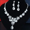 Fashion Metal Bright Luxury Flowers Water Droplets Bridal Accessories Exaggerated Bridal Necklace Earrings Set Wholesale Nhsc217019