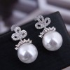 Exquisite 925 Silver Post Korean Fashion Copper Micro Inlay Zircon Pearl Earrings Wholesale Nhsc218101