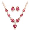Fashion Metal Sparkle Tulip Opal Temperament Necklace Earring Set Wholesale Toppinggoods Nhsc219059