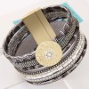 New Trend Metal Flashes Gorgeous Multilayer Leather Wild Temperament Fashion Ultra Wide Magnetic Buckle Bracelet Wholesale Toppinggoods Nhsc220205