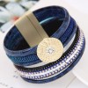 New Trend Metal Flashes Gorgeous Multilayer Leather Wild Temperament Fashion Ultra Wide Magnetic Buckle Bracelet Wholesale Toppinggoods Nhsc220205
