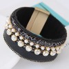 New Trend Metal Gorgeous Flash Diamond Pearl Multilayer Leather Wild Temperament Fashion Magnetic Buckle Bracelet Wholesale Toppinggoods Nhsc225546