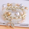 Fashion Simple And Versatile Trendy Gorgeous Beads Metal Leaves Multilayer Bracelet Wholesale Toppinggoods Nhsc226304