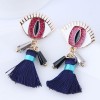 Korean Fashion Wild Metal Demon Eye Tassel Earrings Wholesale Nhsc228750