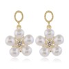 925 Silver Pin High Quality Fashion Metal Pearl Flower Simple Earrings Wholesale Toppinggoods Nhsc231821