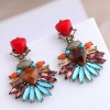 Fashion Metal Concise Colored Gemstone Exaggerated Alloy Earrings Nhsc243297