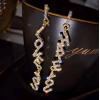 Fashion Metal Flashing Diamond Letter  Exaggerated Earrings Nhsc249456