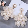 925 Silver Pearl Fashion Metal Crystal Ice Flower Exaggerated Stud Earrings Wholesale Nhsc249972