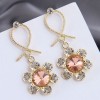 Korean Fashion Metal Simple Diamond Flower Alloy Stud Earrings For Women Nhsc251977