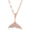 Korean Fashion Style Copper Microinlaid Zircon Fish Tail Personalized Necklace Nhsc256415