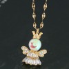 Korean Fashion   Simple Inlaid Zirconium Angel Personality Necklace Nhsc258361