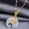 Korean Fashion  Simple Jade Elephant Personality Necklace Nhsc258369