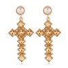 Fashion Metal Bright Gemstone Cross Exaggerated  Earrings Nhsc258923