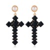 Fashion Metal Bright Gemstone Cross Exaggerated  Earrings Nhsc258923