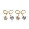 Korean Fashion Sweet Ol Bow Knot Flash Diamond Stud Earrings Nhsc260319