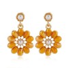 Korean Fashion Sweet Ol Daisy Flower Crystal Earrings Nhsc260323