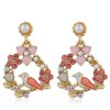 Korean Fashion  Sweet Ol Metal Concise Bird Flower Scent Earrings Nhsc260324