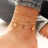 Fashion Metal Three Butterfly Snake Chain Threepiece Anklet Nhsc261947