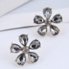 Korean Fashion Concise Luxurious Gemstone Flower Alloy Earrings Nhsc264007