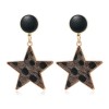 Fashion Metal Fivepointed Star Leopard Pattern Earrings Nhsc272480