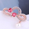 Korean Fashion Sweet Flashing Diamond Bow  Brooch Nhsc274484