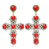 Fashion Concise Cross Gemstone Earrings Nhsc289515