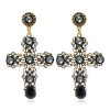 Fashion Concise Cross Gemstone Earrings Nhsc289515
